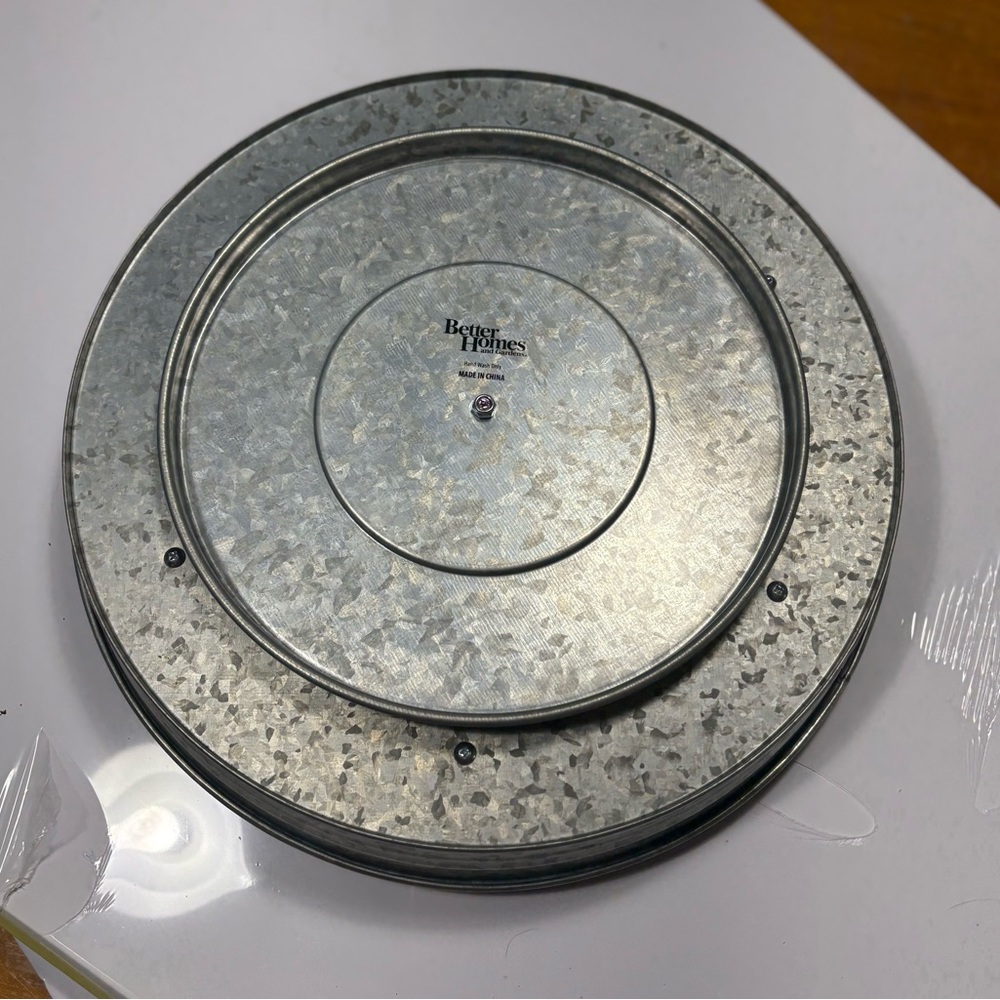 lazy susan features a galvanized metal base wood divider insert for serving - Picture 7 of 10